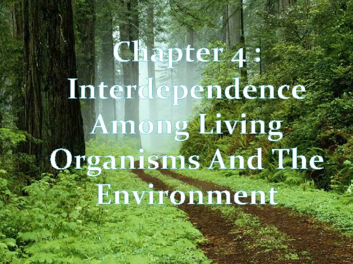 Chapter 4 : Interdependence Among Living Organisms And The Environment 