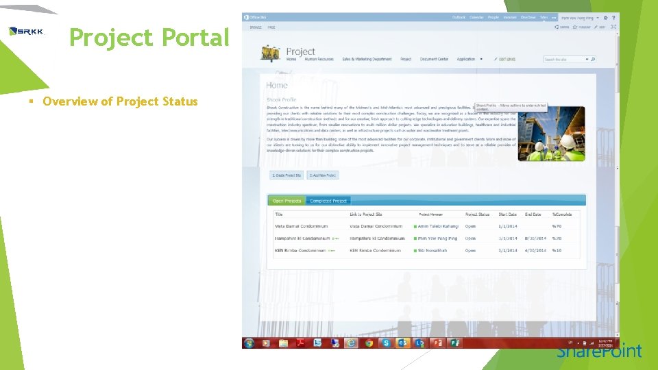Project Portal § Overview of Project Status 