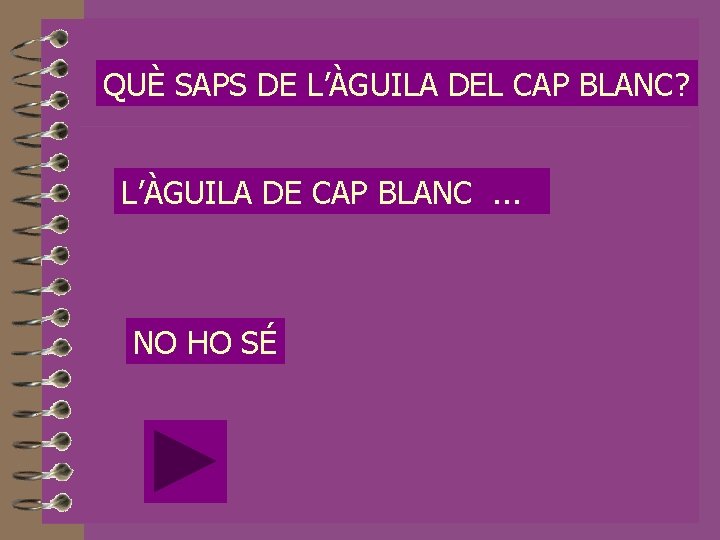 QUÈ SAPS DE L’ÀGUILA DEL CAP BLANC? L’ÀGUILA DE CAP BLANC. . . NO