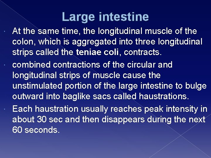 Large intestine At the same time, the longitudinal muscle of the colon, which is