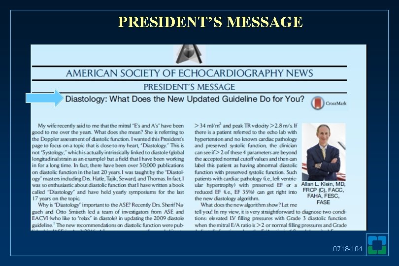 PRESIDENT’S MESSAGE 0718 -104 