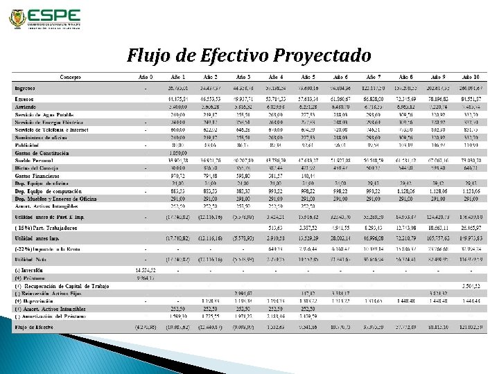 Flujo de Efectivo Proyectado 