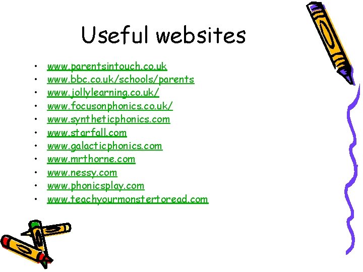 Useful websites • • • www. parentsintouch. co. uk www. bbc. co. uk/schools/parents www.