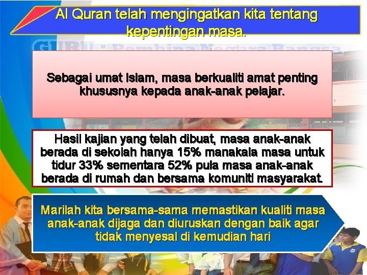 Al Quran telah mengingatkan kita tentang kepentingan masa. Sebagai umat Islam, masa berkualiti amat