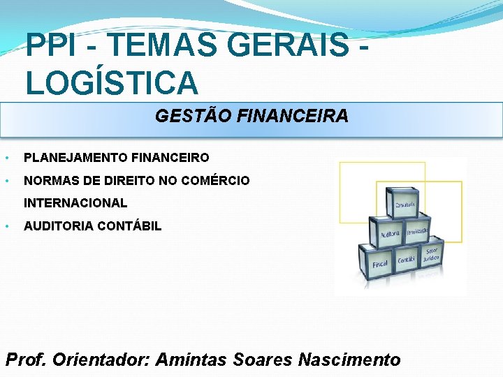 PPI - TEMAS GERAIS - LOGÍSTICA GESTÃO FINANCEIRA • PLANEJAMENTO FINANCEIRO • NORMAS DE