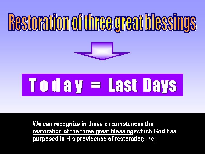 T o d a y = Last Days We can recognize in these circumstances
