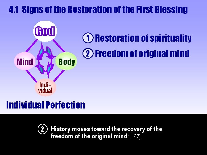 4. 1 Signs of the Restoration of the First Blessing 1 Restoration of spirituality