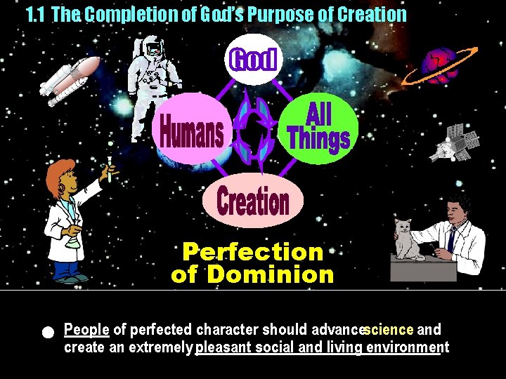 1. 1 The Completion of God’s Purpose of Creation All Things Humans Creation Perfection