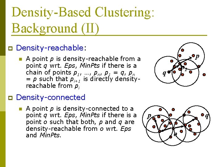 Density-Based Clustering: Background (II) p Density-reachable: Density-reachable n p p A point p is