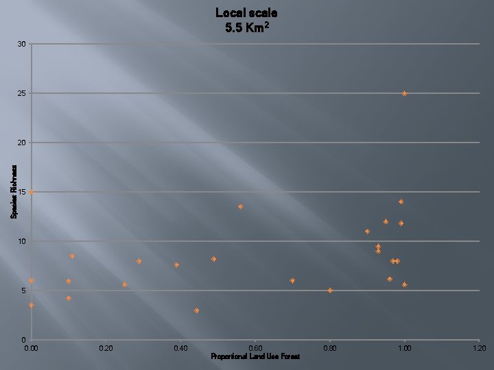 Local scale 5. 5 Km 2 30 25 Species Richness 20 15 10 5