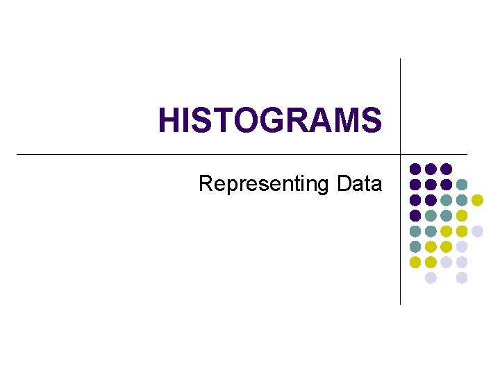 HISTOGRAMS Representing Data 