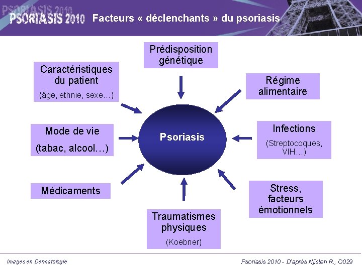 Facteurs « déclenchants » du psoriasis Caractéristiques du patient Prédisposition génétique Régime alimentaire (âge, Facteurs « déclenchants » du psoriasis Caractéristiques du patient Prédisposition génétique Régime alimentaire (âge,