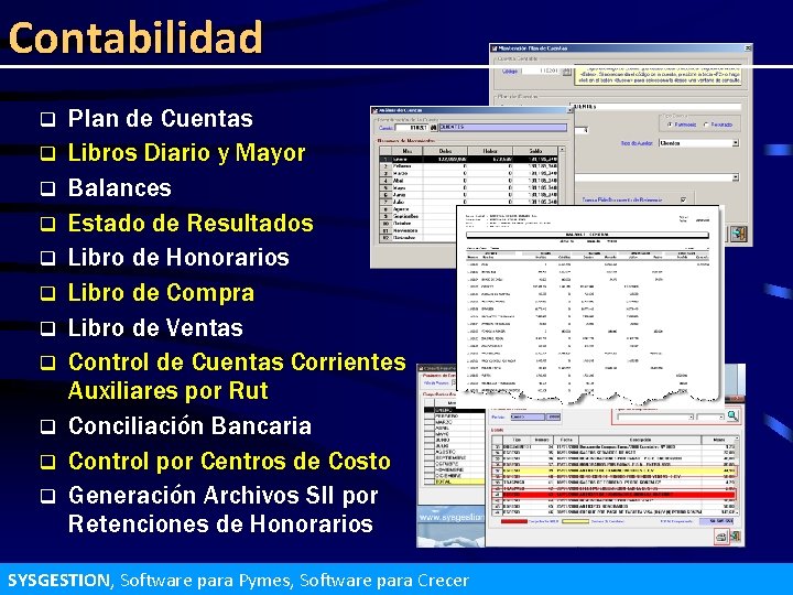 Contabilidad q q q Plan de Cuentas Libros Diario y Mayor Balances Estado de