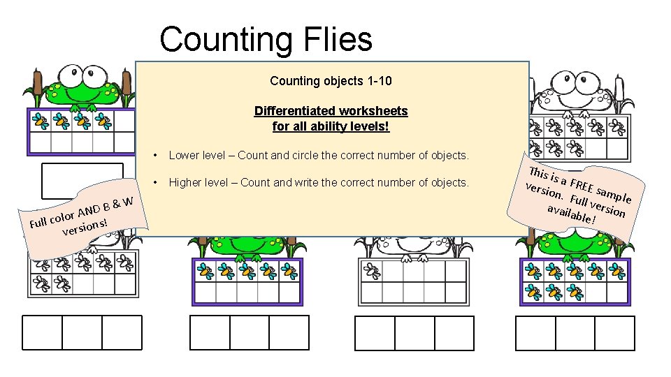 Counting Flies Counting objects 1 -10 Differentiated worksheets for all ability levels! • •