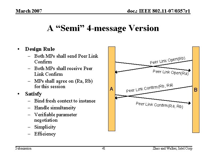 March 2007 doc. : IEEE 802. 11 -07/0357 r 1 A “Semi” 4 -message