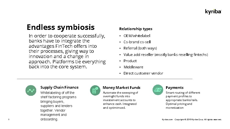 Endless symbiosis Relationship types In order to cooperate successfully, banks have to integrate the