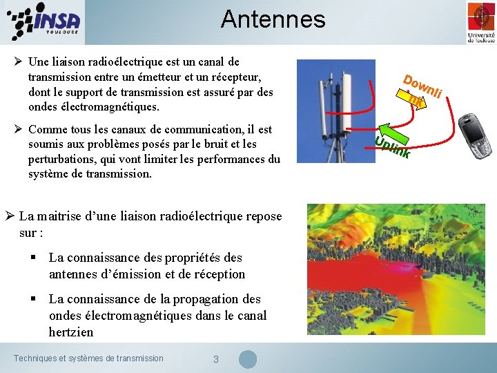 Antennes Ø Une liaison radioélectrique est un canal de transmission entre un émetteur et