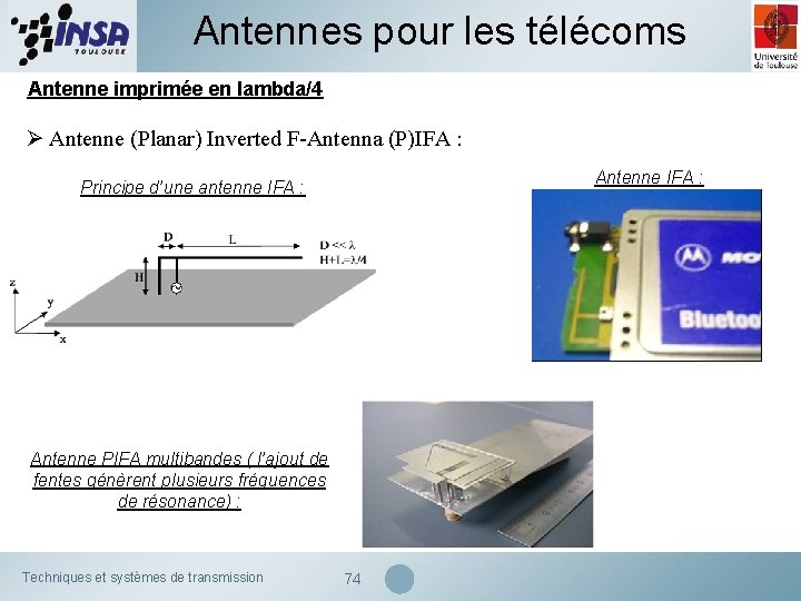 Antennes pour les télécoms Antenne imprimée en lambda/4 Ø Antenne (Planar) Inverted F-Antenna (P)IFA