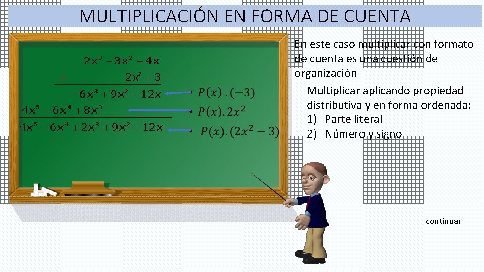 MULTIPLICACIÓN EN FORMA DE CUENTA • En este caso multiplicar con formato de cuenta