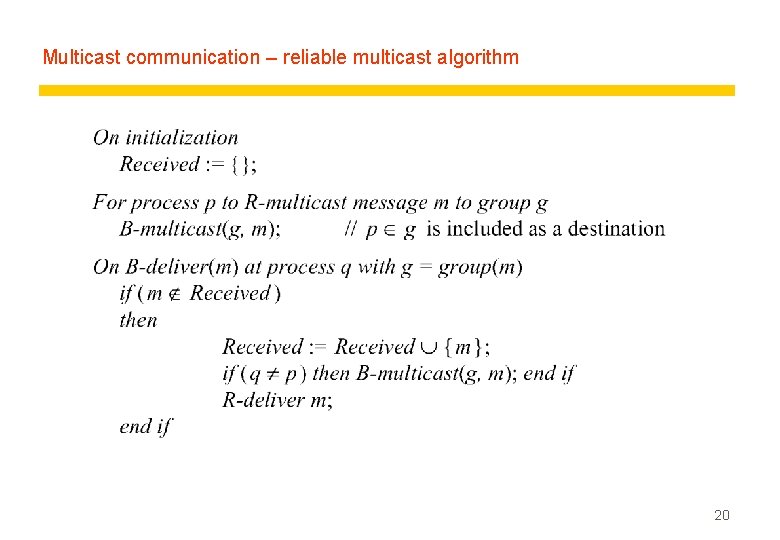 Multicast communication – reliable multicast algorithm 20 