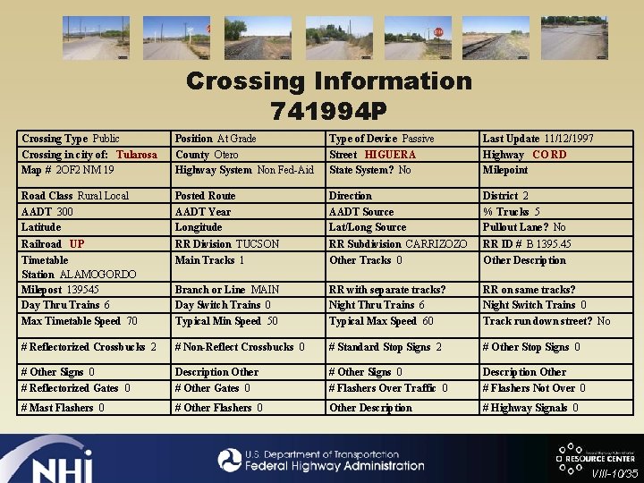 Crossing Information 741994 P Crossing Type Public Crossing in city of: Tularosa Map #
