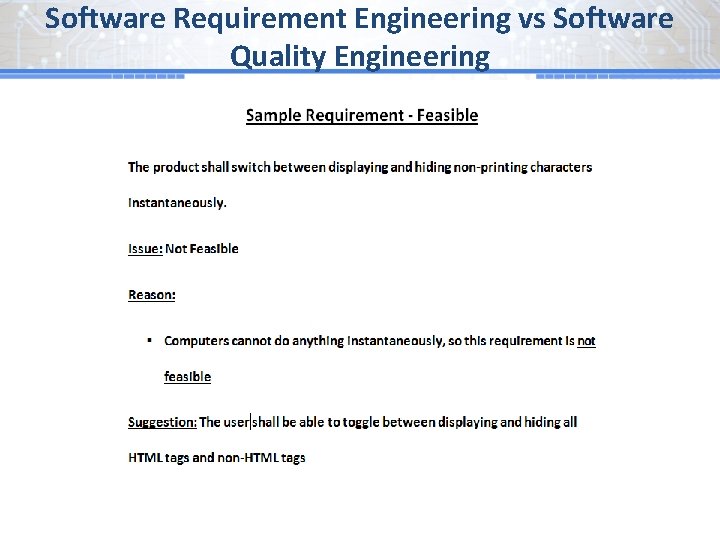 Software Requirement Engineering vs Software Quality Engineering 