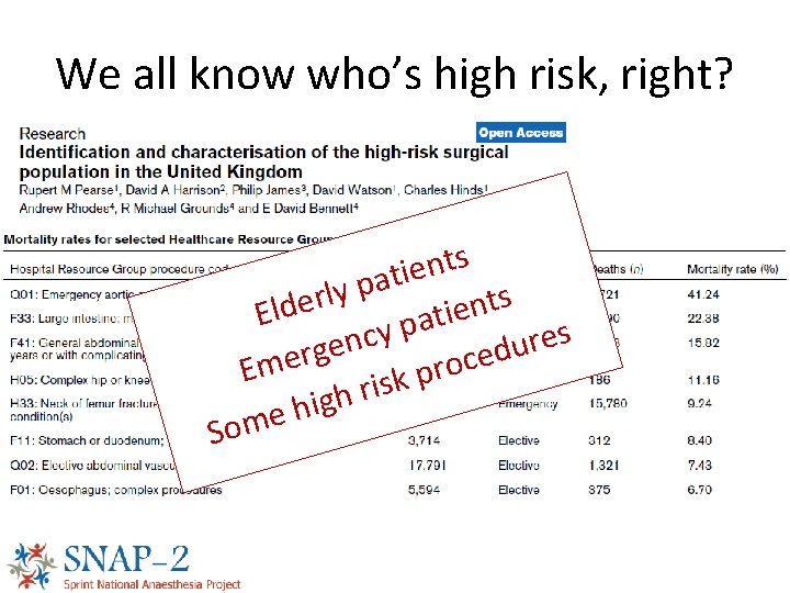 We all know who’s high risk, right? s t n e i t a
