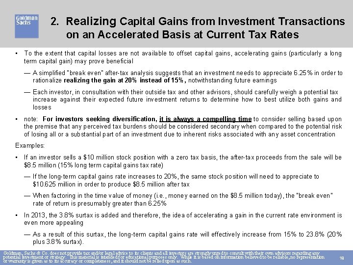 2. Realizing Capital Gains from Investment Transactions on an Accelerated Basis at Current Tax