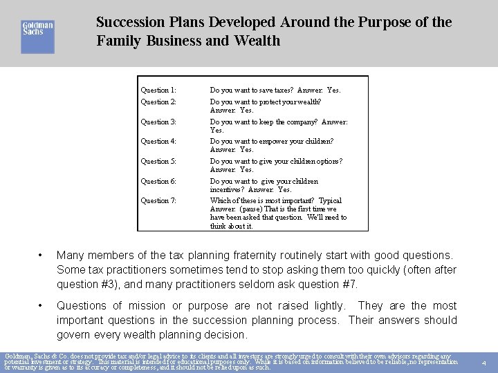 Succession Plans Developed Around the Purpose of the Family Business and Wealth Question 1: