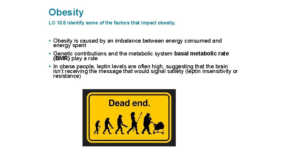 Obesity LO 10. 5 Identify some of the factors that impact obesity. • Obesity