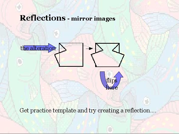 Reflections - mirror images the alteration flips here Get practice template and try creating