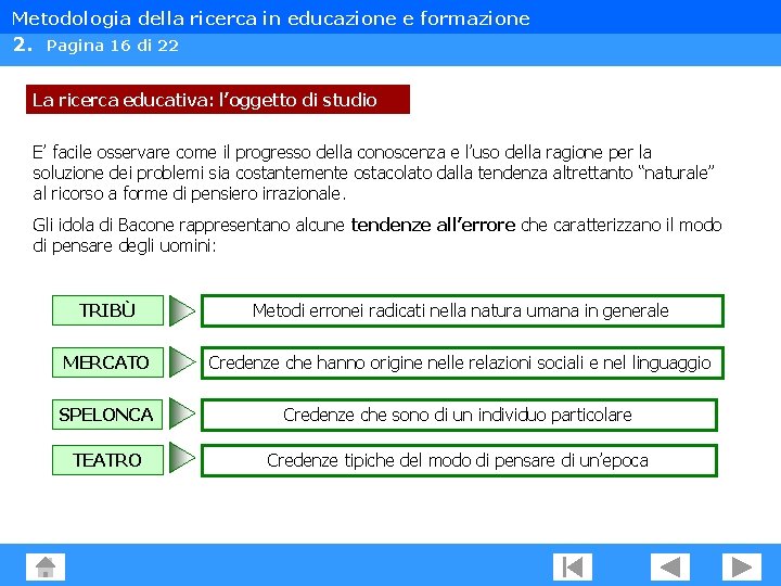 Metodologia della ricerca in educazione e formazione 2. Pagina 16 di 22 La ricerca