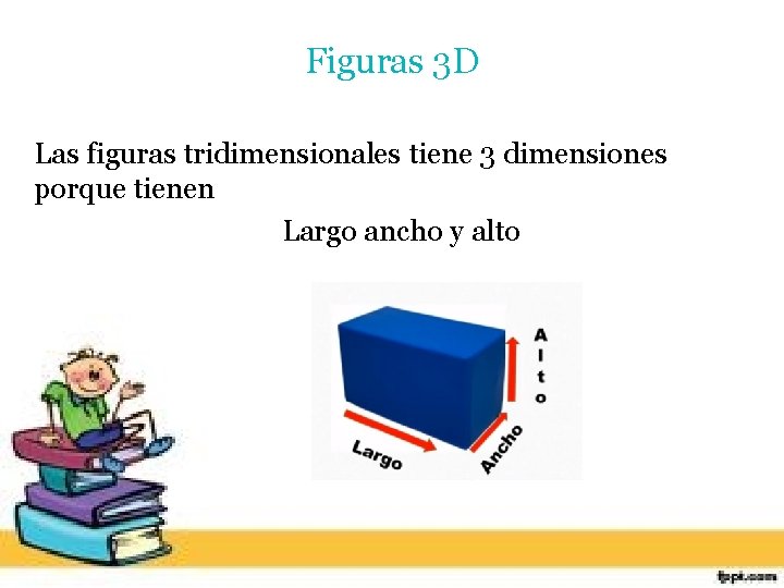 Figuras 3 D Las figuras tridimensionales tiene 3 dimensiones porque tienen Largo ancho y