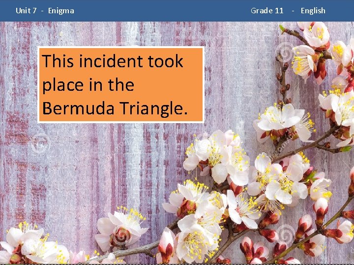  Unit 7 - Enigma This incident took place in the Bermuda Triangle. Grade