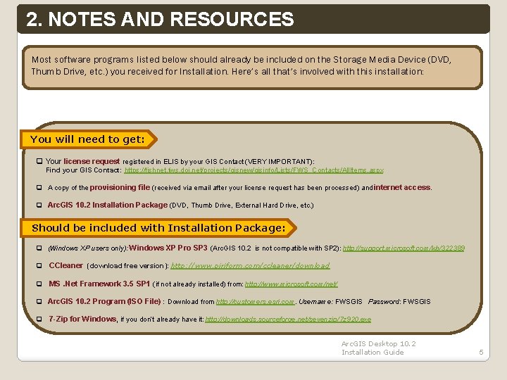 2. NOTES AND RESOURCES Most software programs listed below should already be included on