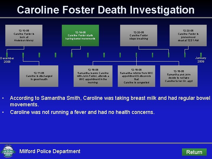 Caroline Foster Death Investigation 12 -10 -08 Caroline Foster is born at Anderson Mercy