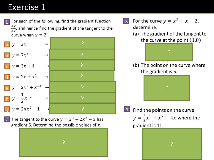 Exercise 1 3 1 a ? b ? c ? d ? e ?