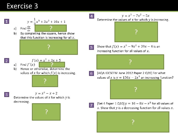 Exercise 3 1 4 ? ? 2 ? 5 ? ? 6 ? ?