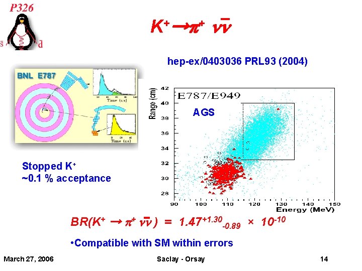 K+→p+ nn hep-ex/0403036 PRL 93 (2004) AGS Stopped K+ ~0. 1 % acceptance BR(K+