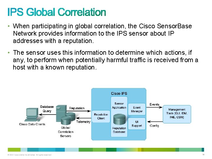 • When participating in global correlation, the Cisco Sensor. Base Network provides information • When participating in global correlation, the Cisco Sensor. Base Network provides information