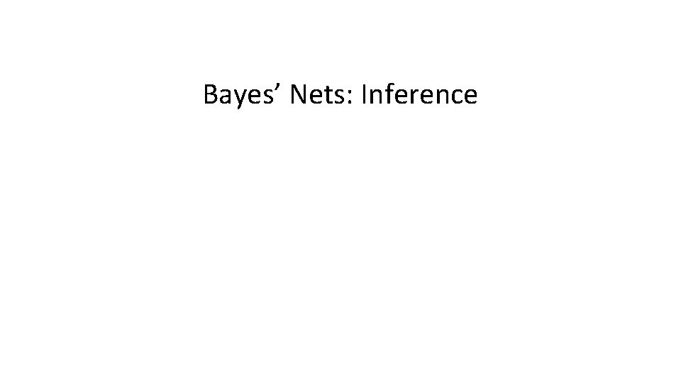 Bayes’ Nets: Inference 
