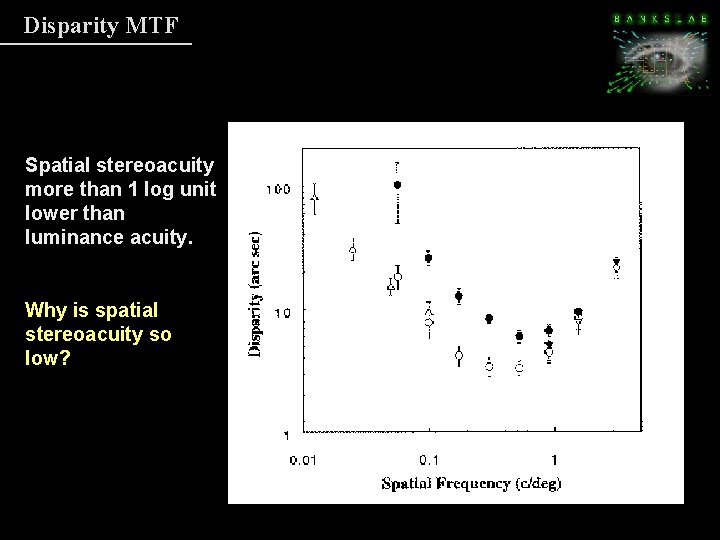 Disparity MTF Spatial stereoacuity more than 1 log unit lower than luminance acuity. Why Disparity MTF Spatial stereoacuity more than 1 log unit lower than luminance acuity. Why