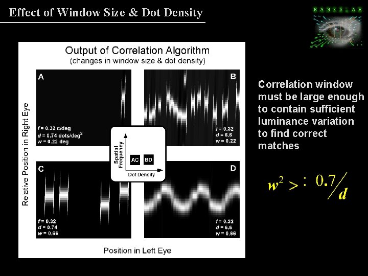 Effect of Window Size & Dot Density Correlation window must be large enough to Effect of Window Size & Dot Density Correlation window must be large enough to