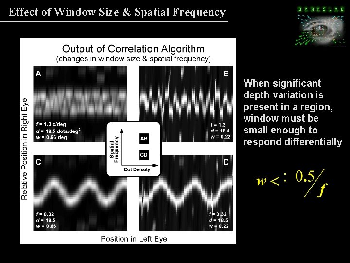 Effect of Window Size & Spatial Frequency When significant depth variation is present in Effect of Window Size & Spatial Frequency When significant depth variation is present in