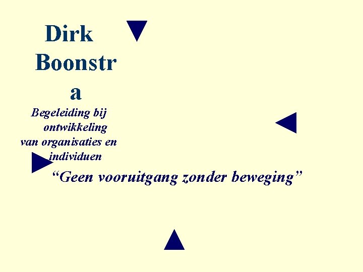 Dirk ▼ Boonstr a ◄ Begeleiding bij ontwikkeling van organisaties en individuen ►“Geen vooruitgang