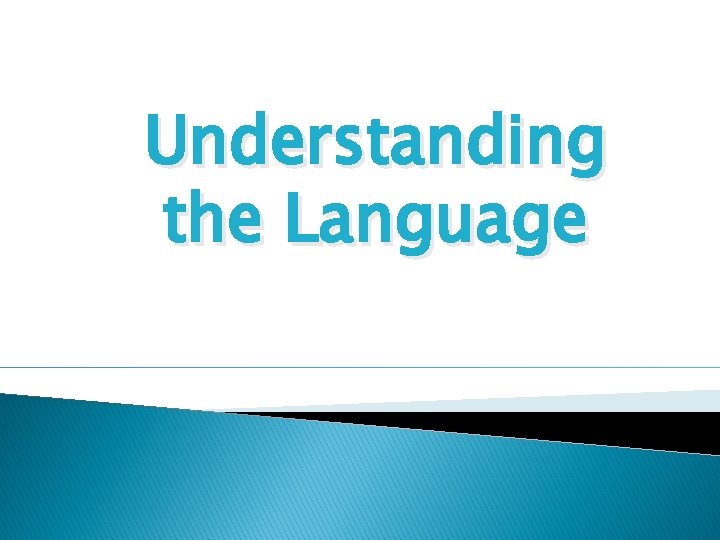 Understanding the Language 