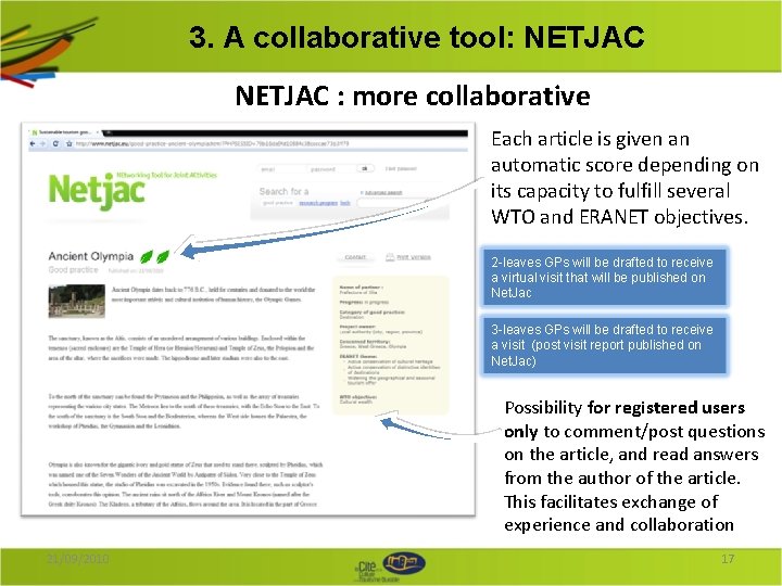3. A collaborative tool: NETJAC : more collaborative Each article is given an automatic 3. A collaborative tool: NETJAC : more collaborative Each article is given an automatic