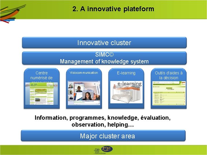 2. A innovative plateform Innovative cluster SIMC© Management of knowledge system Centre numérisé de 2. A innovative plateform Innovative cluster SIMC© Management of knowledge system Centre numérisé de