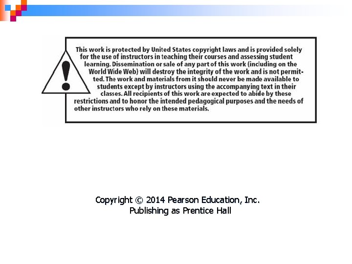 Copyright © 2014 Pearson Education, Inc. Publishing as Prentice Hall Copyright © 2014 Pearson Education, Inc. Publishing as Prentice Hall