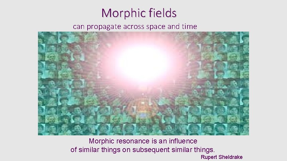 Morphic fields can propagate across space and time Morphic resonance is an influence of